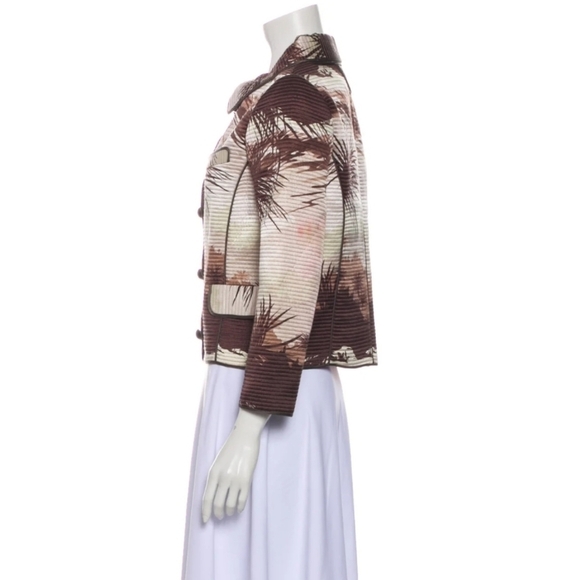 Proenza Schouler 100% silk palm tree print evening Jacket size 4 - Picture 3 of 10